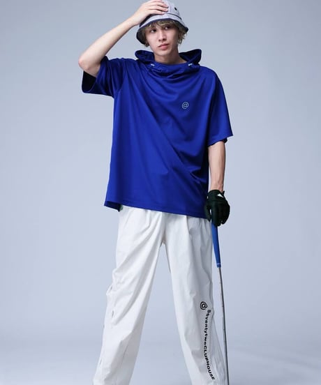 【ANTIQUAGOLF×STCH】UNISEX（ユニセックス）short sleeve hooded-blue