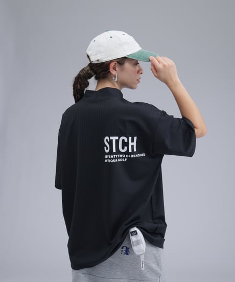 【 ANTIQUAGOLF×STCH 】printed short sleeve tops-black