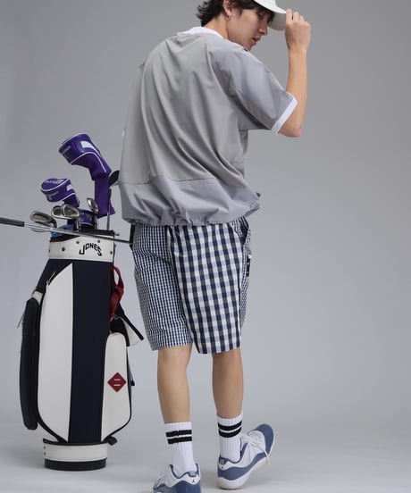 【ANTIQUAGOLF×STCH】UNISEX(ユニセックス)check half pants-navy