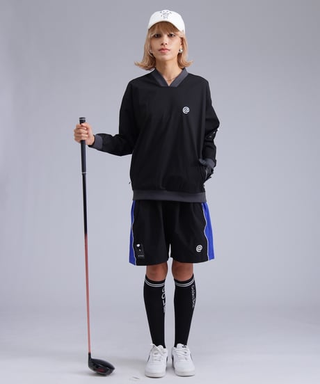 【ANTIQUAGOLF×STCH】v-neck logo tops-black