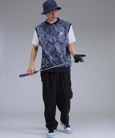 【 ANTIQUAGOLF×STCH 】paisley pattern vest-NAVY