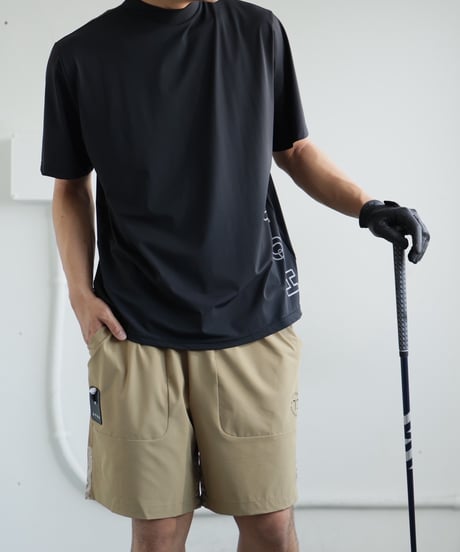 【ANTIQUAGOLF×STCH】UNISEX(ユニセックス)side logo mockneck tops-black