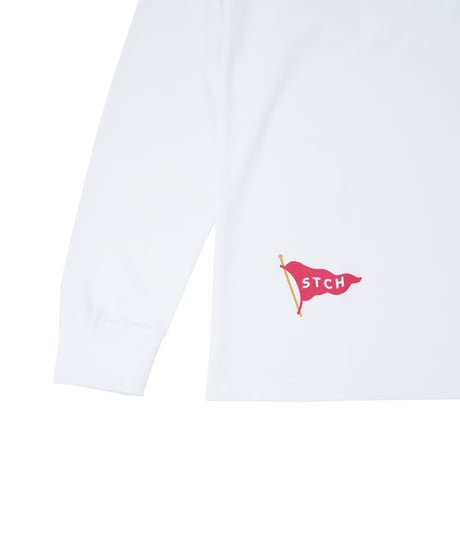STCH ORIGINAL【Flag logo polo L/S-white】