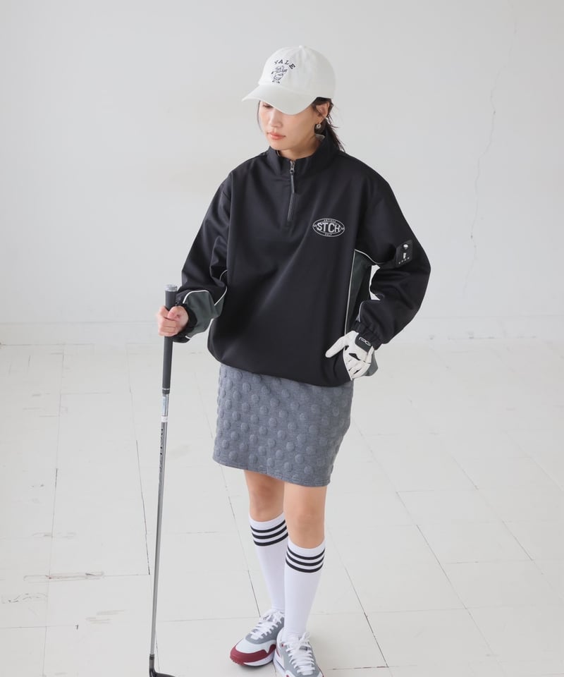新品⭐️【STCH】ハーフジッププルオーバー ANTIQUAGOLF×STCH】 Half Zip LOGO Tops-black | 【