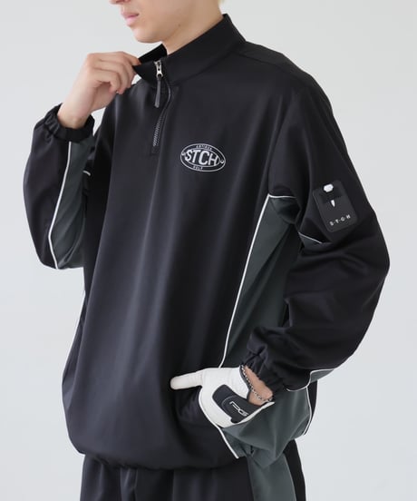 【ANTIQUAGOLF×STCH】 Half Zip LOGO Tops-black