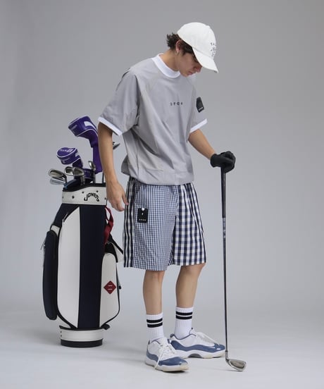 【ANTIQUAGOLF×STCH】UNISEX(ユニセックス)check half pants-navy