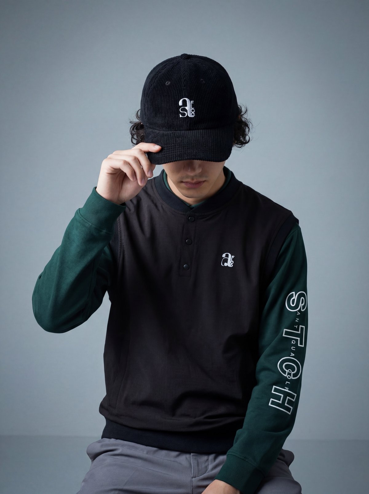 ANTIQUA GOLF×STCH】UNISEX（ユニセックス） キャップ-black |