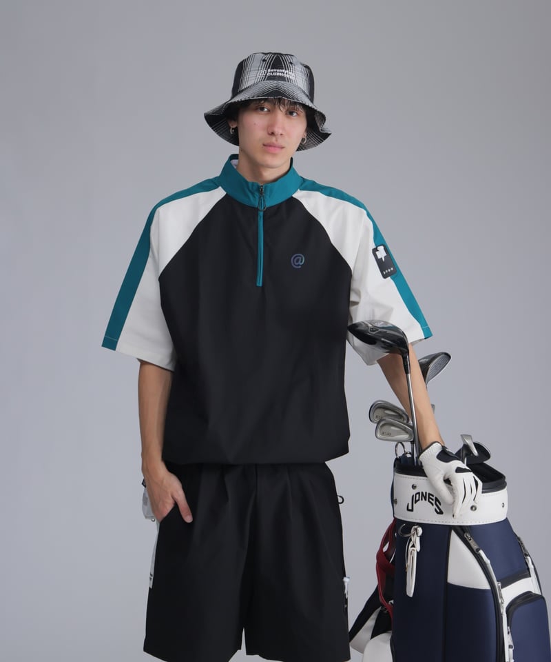 ANTIQUAGOLF×STCH 】halfzip contrast pullover-b