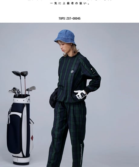 【ANTIQUAGOLF×STCH】UNISEX（ユニセックス）check logo pullover-blackwatch