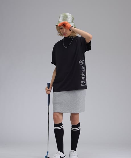 【ANTIQUAGOLF×STCH】UNISEX(ユニセックス)side logo mockneck tops-black