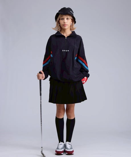 【ANTIQUAGOLF×STCH】 Line design Pullover-black