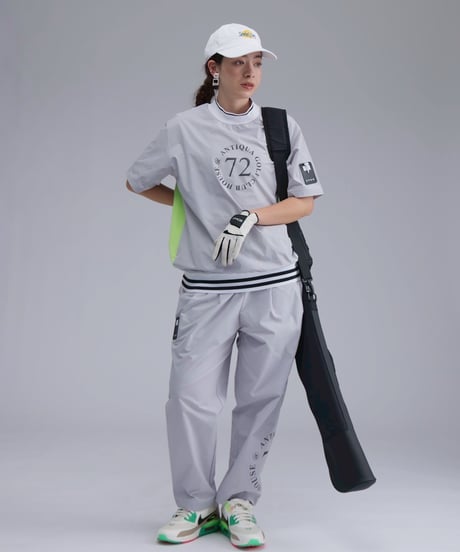 【 ANTIQUAGOLF×STCH 】backcolor mockneck tops-lightgray