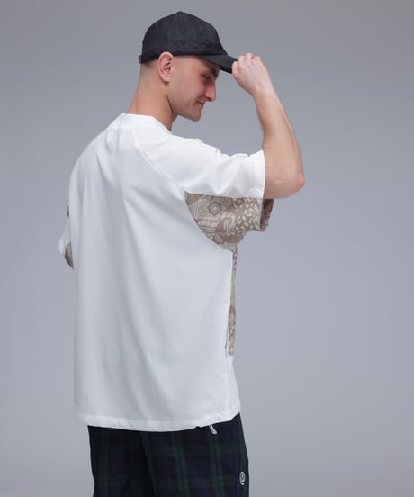 【ANTIQUAGOLF×STCH】UNISEX(ユニセックス)paisley×logo tops-white