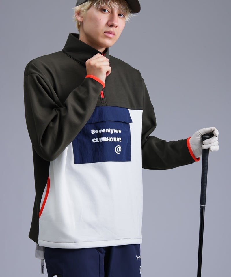 【ANTIQUAGOLF×STCH】check logo pullover ANTIQUAGOLF×STCH】Color Block Pullover-black |