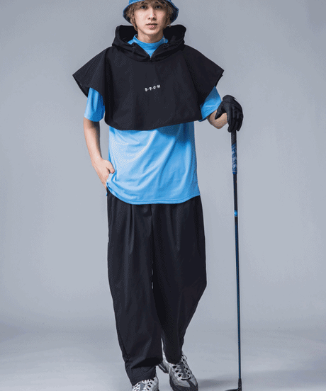 【ANTIQUAGOLF×STCH】UNISEX（ユニセックス）rain poncho-black