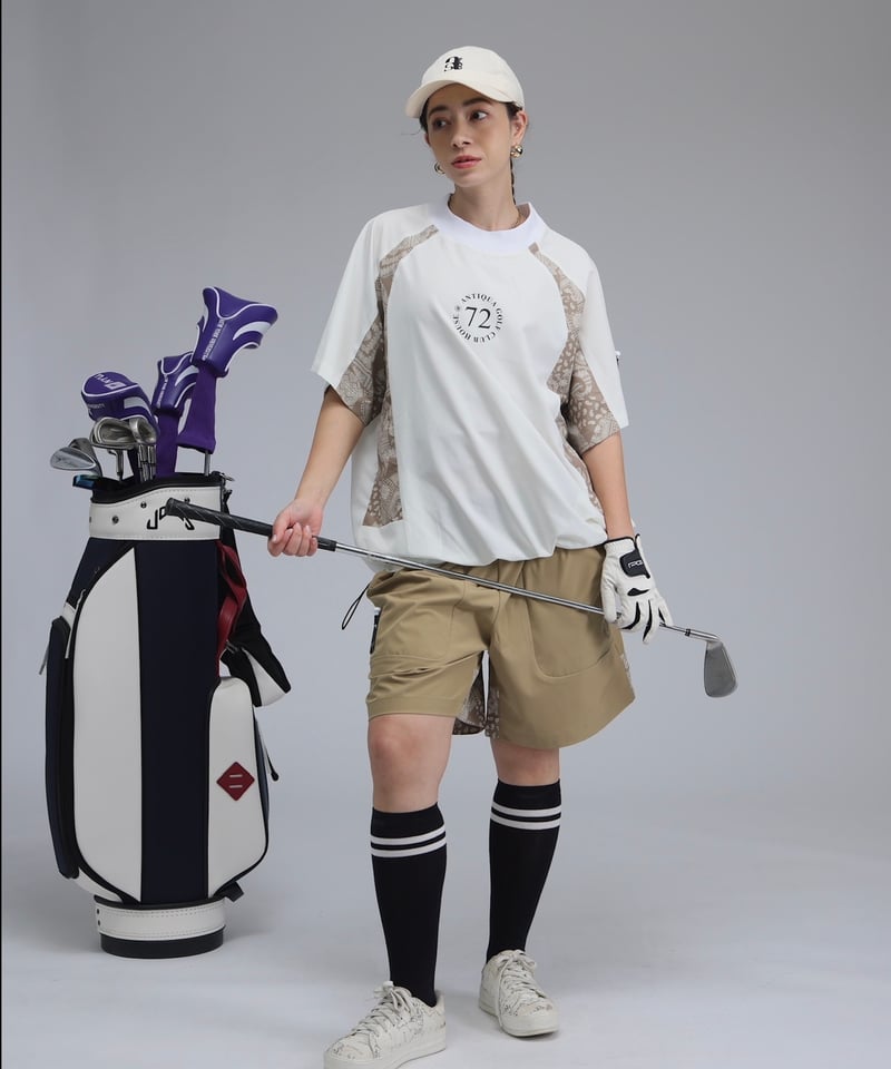 ANTIQUAGOLF×STCH】UNISEX（ユニセックス）ゴルフウェア ANTIQUAGOLF×STCH】UNISEX（ユニセックス）check logo pull