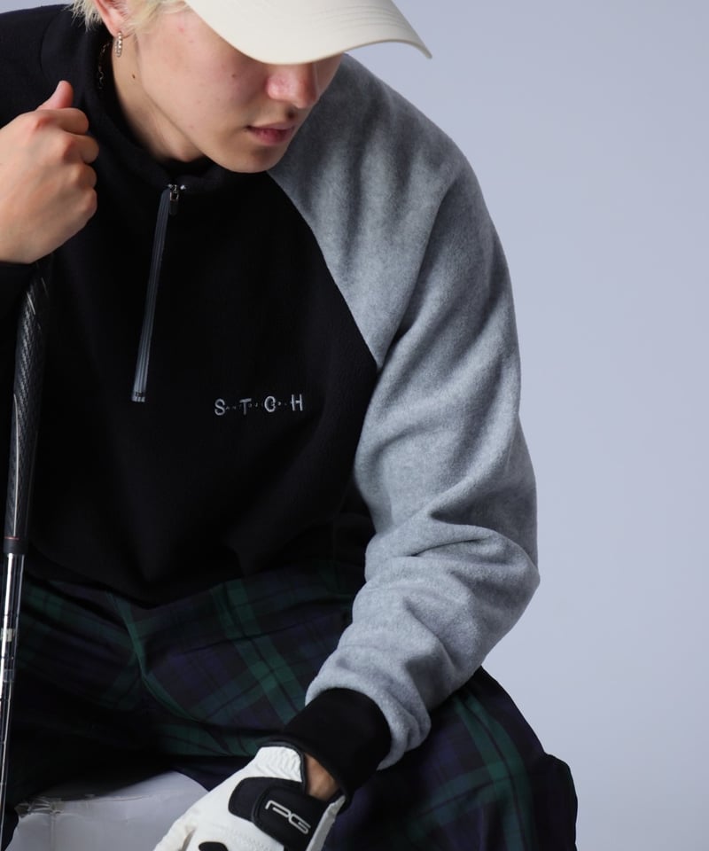 ANTIQUAGOLF×STCH】Color Block Fleece Pullover-b