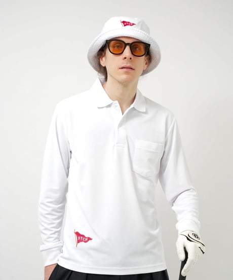 STCH ORIGINAL【Flag logo polo L/S-white】