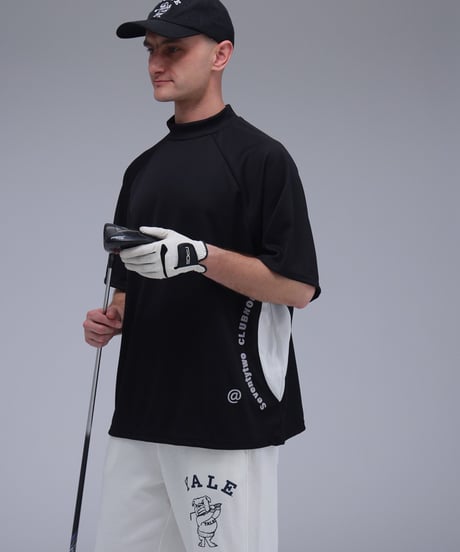 【ANTIQUAGOLF×STCH】UNISEX(ユニセックス)mesh switching tops-black