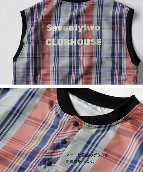 【ANTIQUAGOLF×STCH】UNISEX（ユニセックス）check logo vest-red