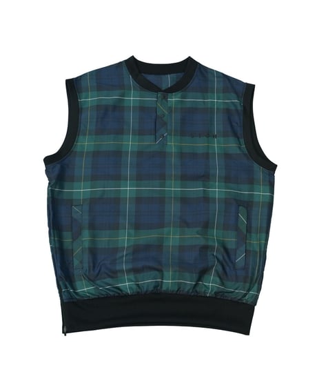 【ANTIQUAGOLF×STCH】UNISEX（ユニセックス）check logo vest-green