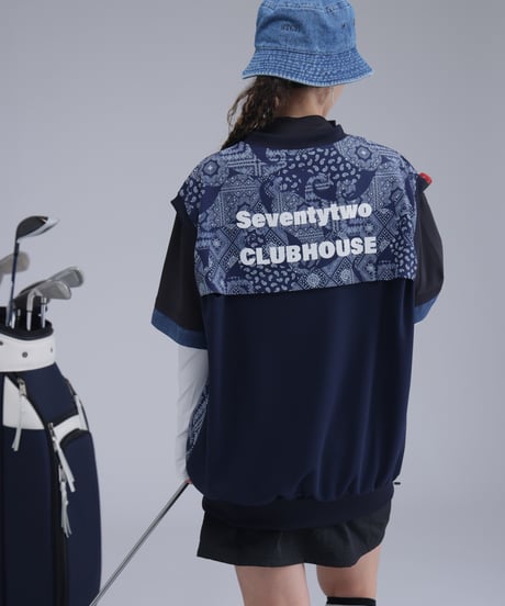 【 ANTIQUAGOLF×STCH 】paisley pattern vest-NAVY