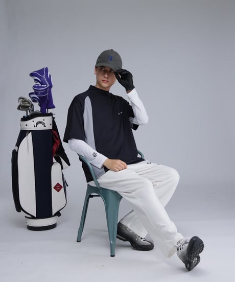 【 ANTIQUAGOLF×STCH 】Asymmetry Logo Tops-black