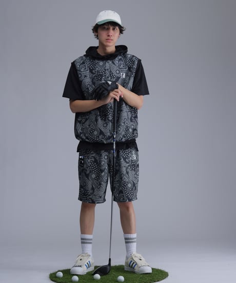 【 ANTIQUAGOLF×STCH 】paisley pattern vest-black
