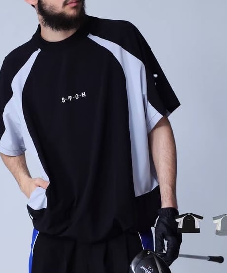 【ANTIQUAGOLF×STCH】UNISEX(ユニセックス)colored tech halfsleeve-black