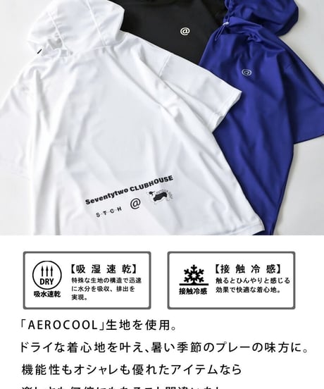 【ANTIQUAGOLF×STCH】UNISEX（ユニセックス）short sleeve hooded-blue