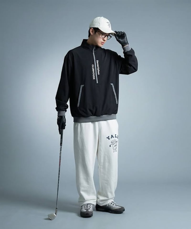 ANTIQUA GOLF × STCH】Logo Half-Zip-black | 【公式】