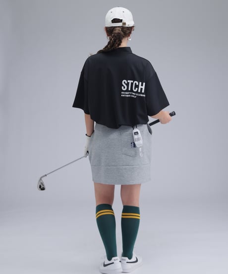 【 ANTIQUAGOLF×STCH 】printed short sleeve tops-black