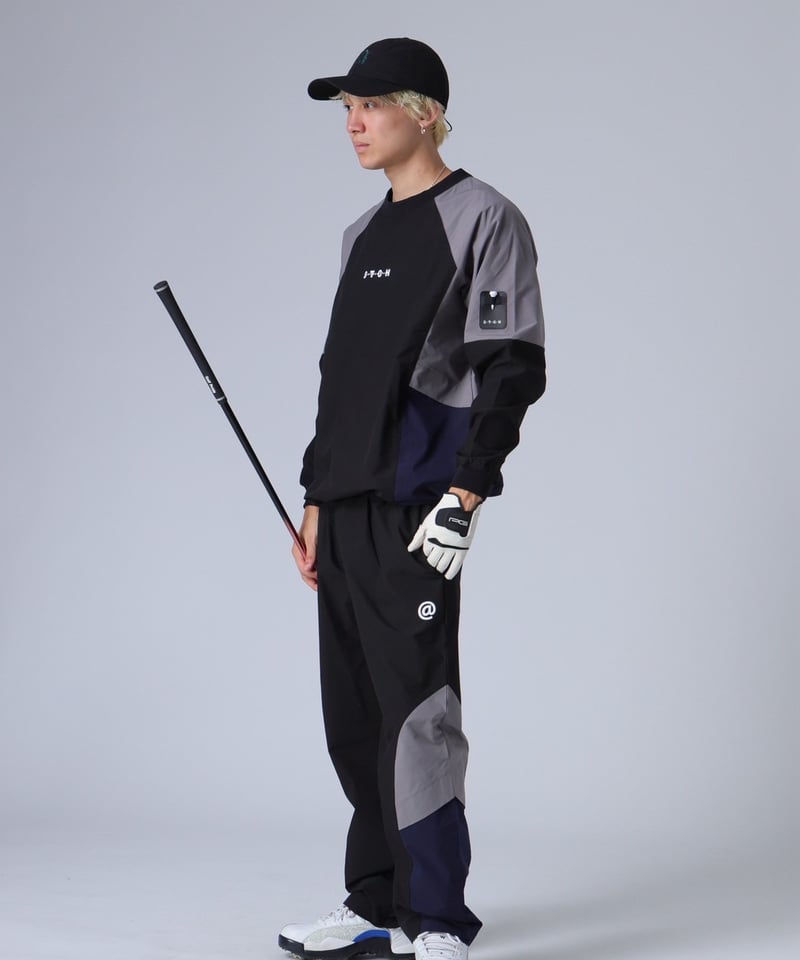 ANTIQUAGOLF×STCH】Color Block Pullover-black |