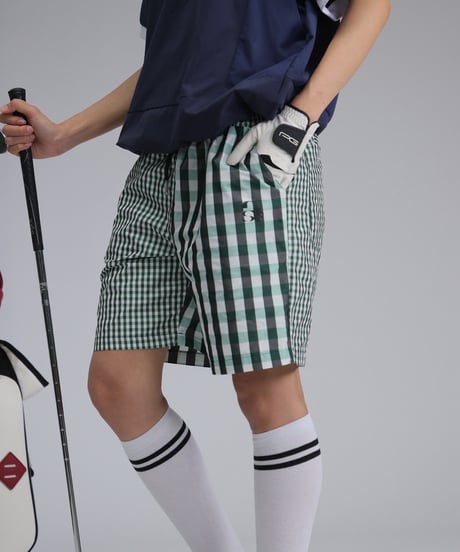 【ANTIQUAGOLF×STCH】UNISEX(ユニセックス)check half pants-green