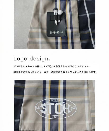 【ANTIQUAGOLF×STCH】 Check Logo Skirt-black