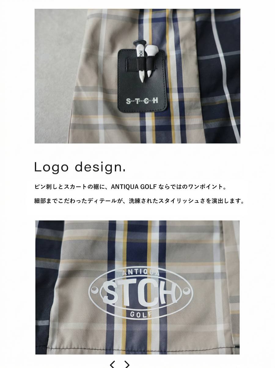 ANTIQUAGOLF×STCH】 Check Logo Skirt-black | 【公式
