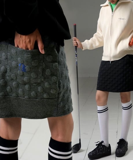 【ANTIQUAGOLF×STCH】dot mini skirt-black