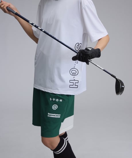 【ANTIQUAGOLF×STCH】UNISEX(ユニセックス)side logo mockneck tops-white