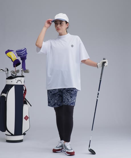 【 ANTIQUAGOLF×STCH 】printed short sleeve tops-white