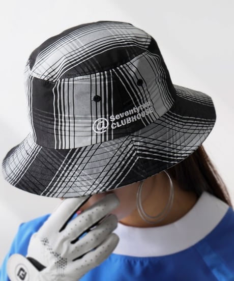 【ANTIQUAGOLF×STCH】UNISEX(ユニセックス) check bucket hat-black