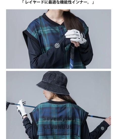 【ANTIQUAGOLF×STCH】UNISEX（ユニセックス）接触冷感×UVカット longsleeve under shirt-black