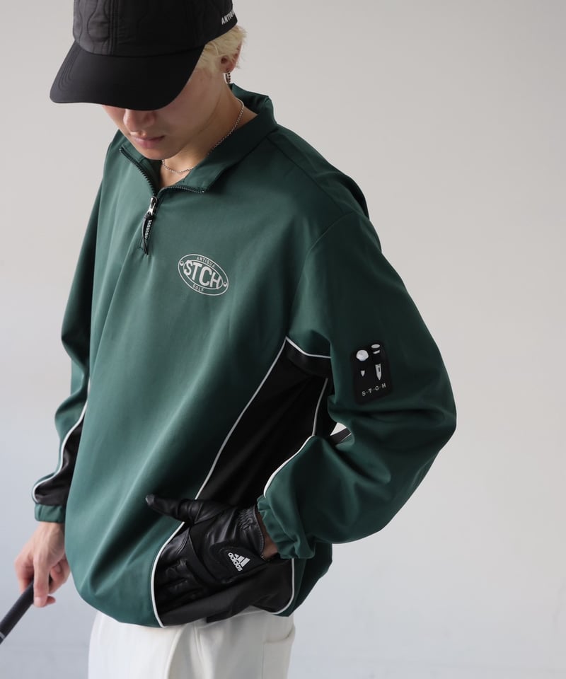 ANTIQUAGOLF×STCH】 Half Zip LOGO Tops-green | 【