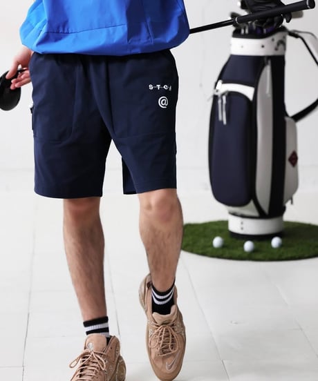 【ANTIQUAGOLF×STCH】UNISEX（ユニセックス）logo half pants-navy