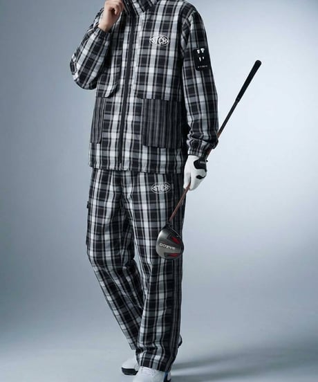【ANTIQUAGOLF×STCH】 Check Logo Pants-black