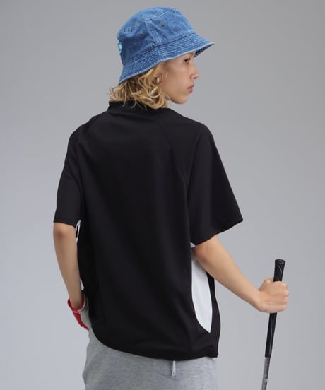 【ANTIQUAGOLF×STCH】UNISEX(ユニセックス)mesh switching tops-black