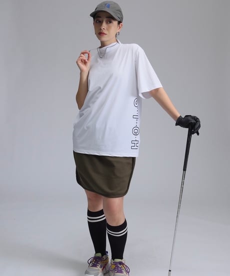 【ANTIQUAGOLF×STCH】UNISEX(ユニセックス)side logo mockneck tops-white