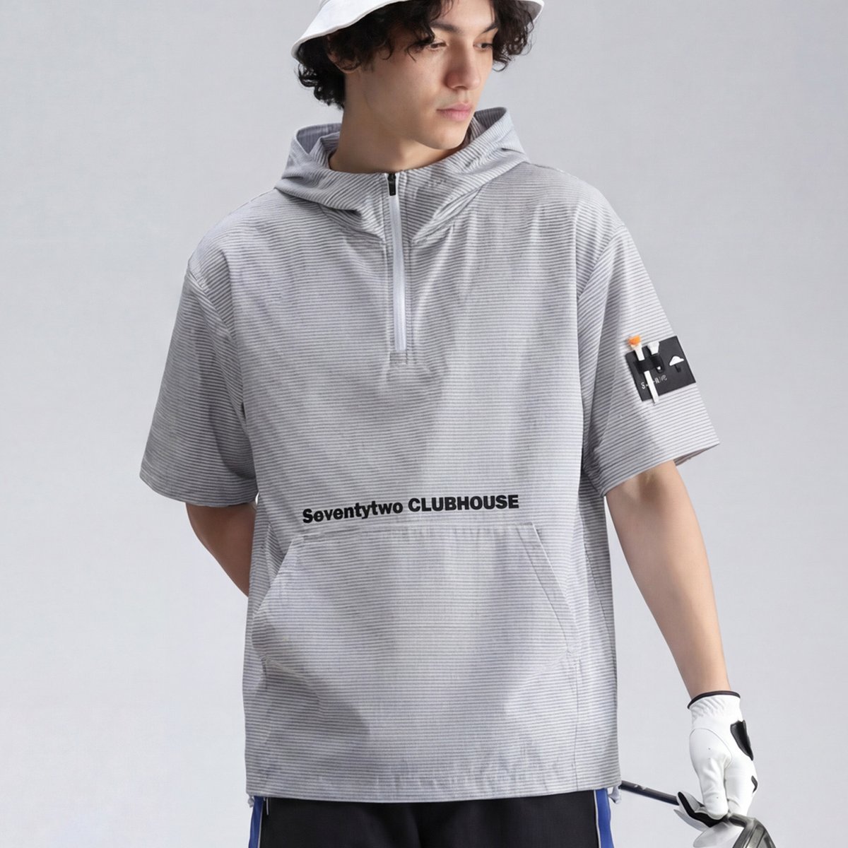 新品⭐️【STCH】ハーフジッププルオーバー ANTIQUA GOLF×STCH】 SeersuckerTops-stripe | 【公式