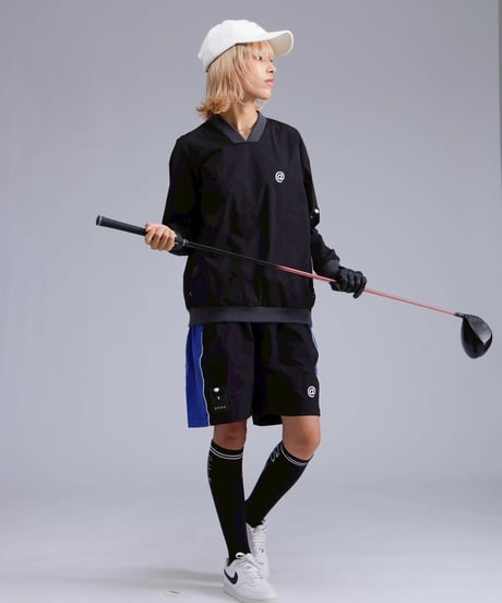 【ANTIQUAGOLF×STCH】v-neck logo tops-black