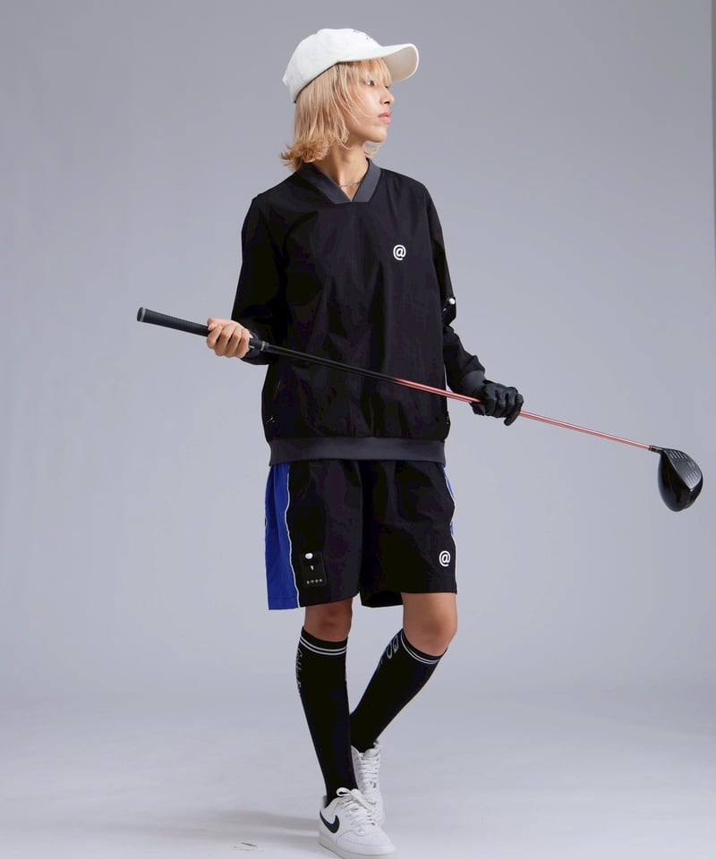 ANTIQUAGOLF×STCH】v-neck logo tops-black | 【公式】