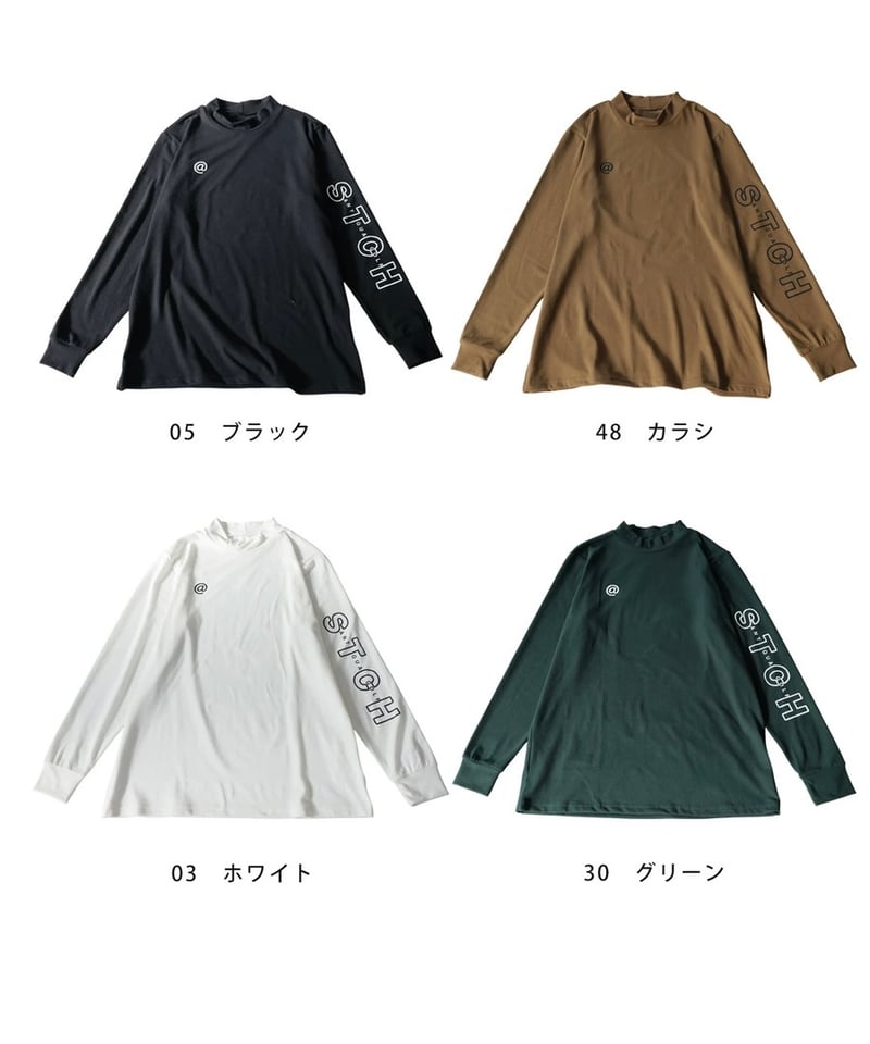 ANTIQUA GOLF×STCH】UNISEX（ユニセックス） ロゴ モックネックT-wh